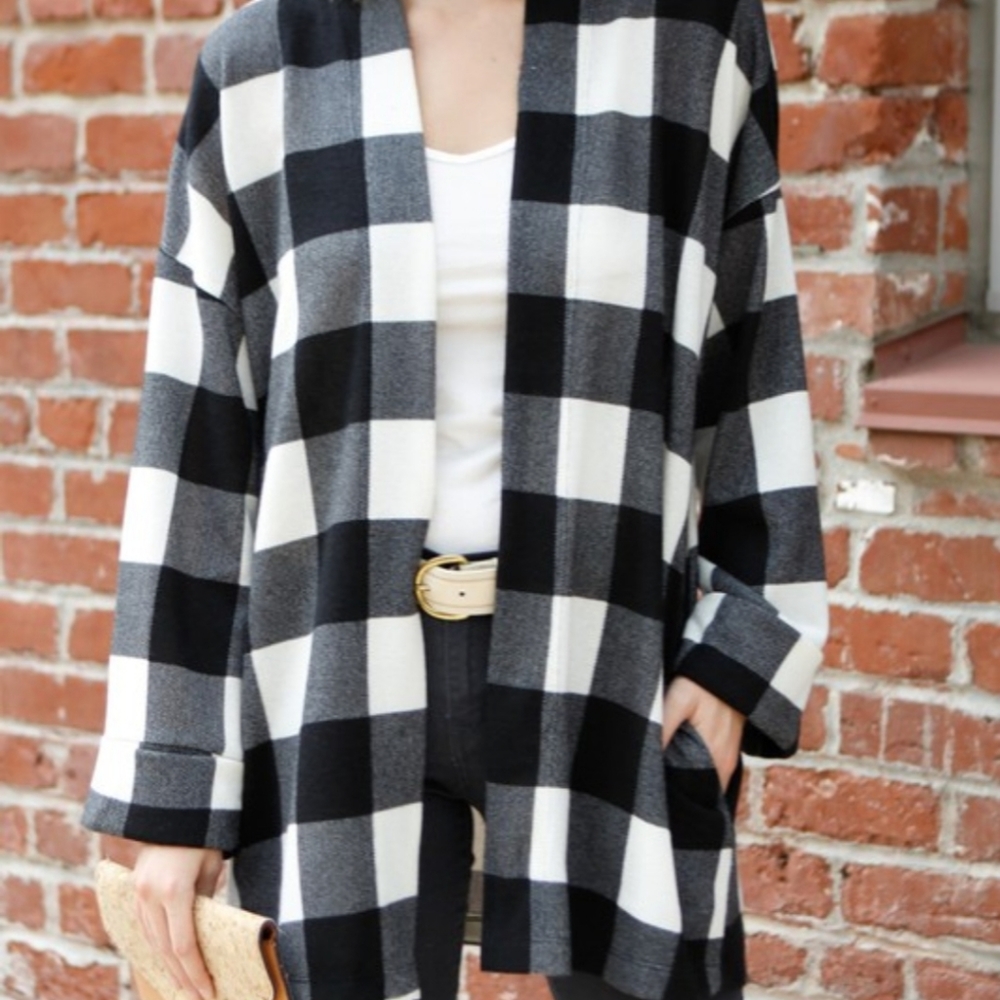 Buffalo Plaid Open Cardigan - Picture 5 of 6
